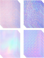 Nezyo 60 Sheet Holographic Laminate Sheet Clear Glitter A4 Size Vinyl Sticker by Nezyo