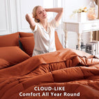 CozyLux Full Size Comforter Sets Terracotta, 7 Pieces Bed in a Bag, Burnt - Image 4