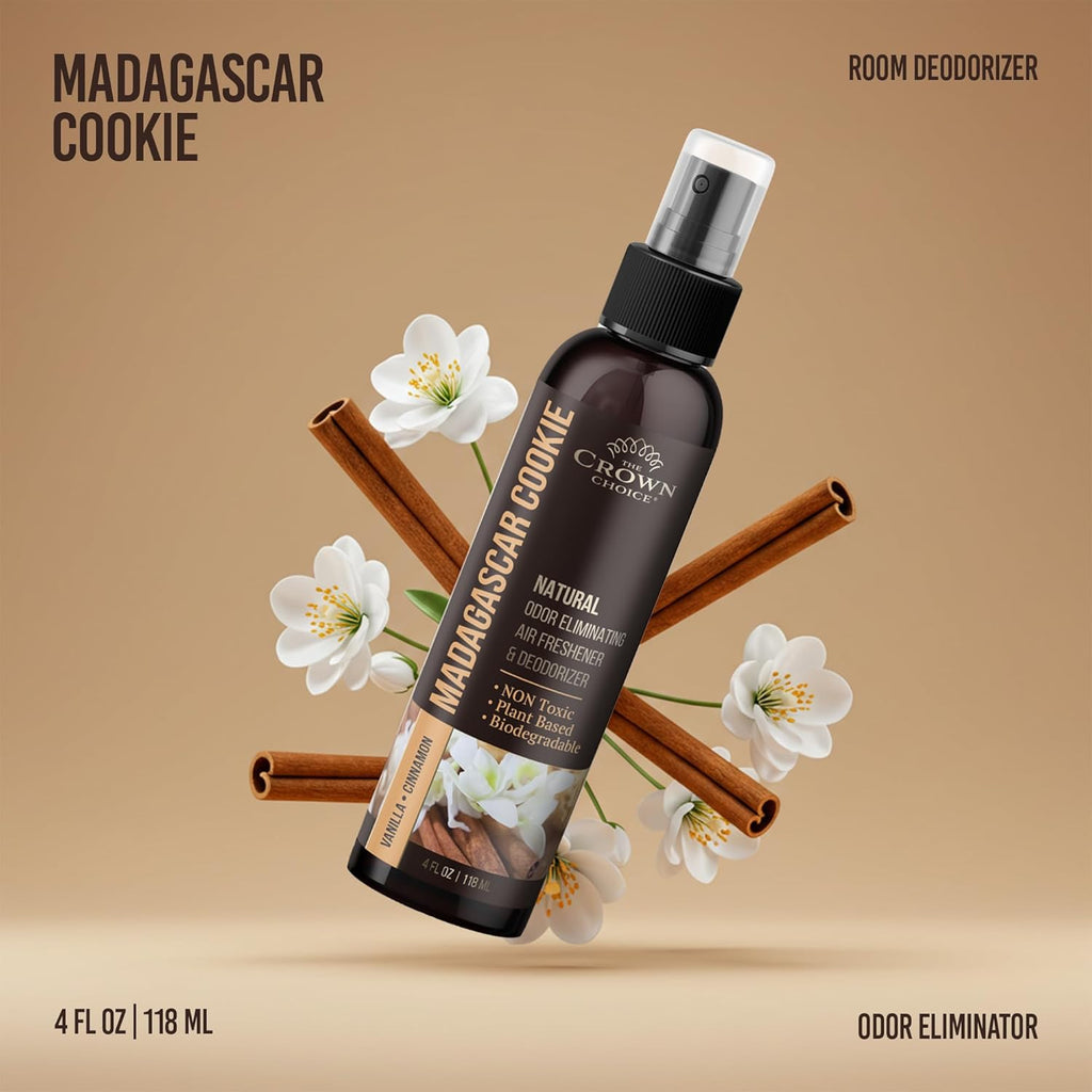 Non-Toxic Odor Eliminator, Natural Vanilla & Cinnamon Air Freshener Spray for Home, Room, Closet & Couch Deodorizer, Long Lasting Bathroom & Toilet Freshener, Safe for Kids & Pets - 4 oz Pack of 1