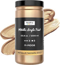 Nicpro Metallic Sahara Gold Acrylic Paint, 33.8oz/1000ml Gold Leaf Paint | Non by Nicpro