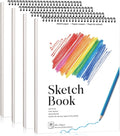 4 Pack Sketch Book, 9 x 12 Inch Sketchbook, 68lb/100gsm Spiral Bound Sketch Pad by Prudiut