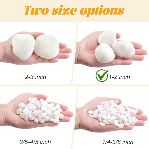 5 lb Natural Polished White Pebbles, 1-2 Inch Decorative White Rocks - Image 6