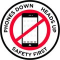 "Phones Down Heads Up" Safety Sign - Laminated Adhesive Floor Signs by Graphical Warehouse (18)