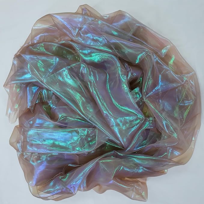 Coffee Brown Iridescent Organza Fabric - Image 9