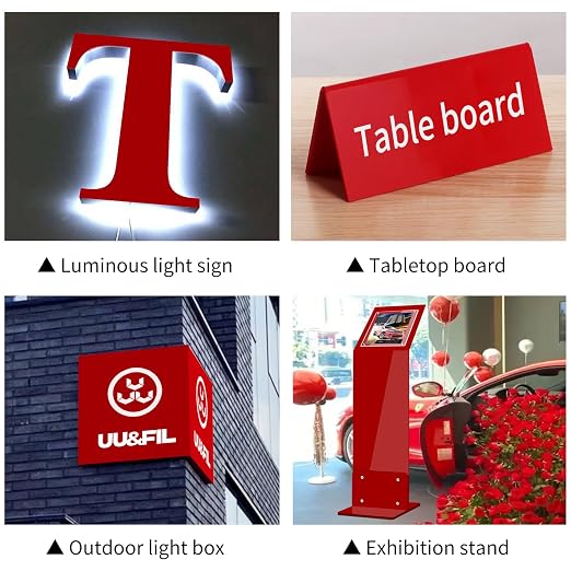 Red Acrylic Sheet 12" x 16" x 1/8", 2 Pack UU&FIL Red Opaque Glossy Cast - Image 5