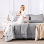 CozyLux Full Size Comforter Sets Grey, 7 Pieces Bed in a Bag, All Season - Image 7