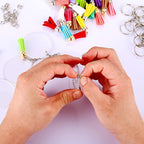120 pcs Acrylic Keychain Blank Silver Kit | Silver Tassels, Rings & Jump Rings - Image 3