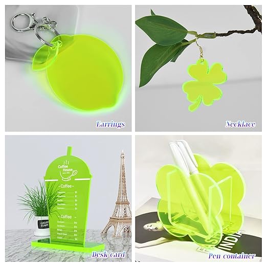 5 Pack Acrylic Sheet Green Fluorescent Colored Translucent Sheets Easy to Cut - Image 2
