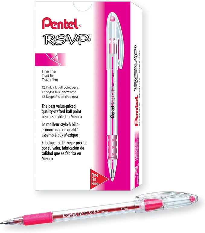 Pentel RSVP Ballpoint Pen, Fine Line, Box of 12 by PentelofAmerica