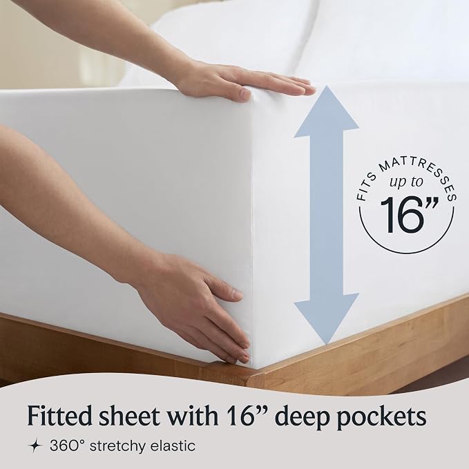 LuxClub Queen Sheet Set, Deep Pocket Cooling Bed Sheets, Soft Hotel Luxury - Image 6