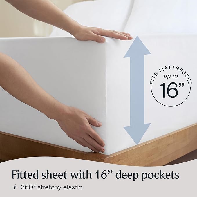 LuxClub 4 PC Full Sheet Set, Deep Pockets Wrinkle Free Cooling Bed Sheets Hotel - Image 6