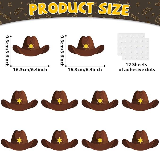 gisgfim 80Pcs Western Cutouts Wild West Cowboy Cowgirl Hat Decorations Bulletin - Image 2