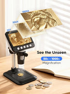 Coin Microscope, 4.3" LCD USB Digital 1000X 1080P Coin Magnifier | 8 Adjustable - Image 2