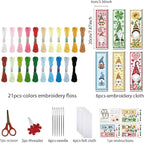 FREEBLOSS 6 Set Cross Stitch Bookmark Kit St. Patrick Gnome Pattern Stamped - Image 2