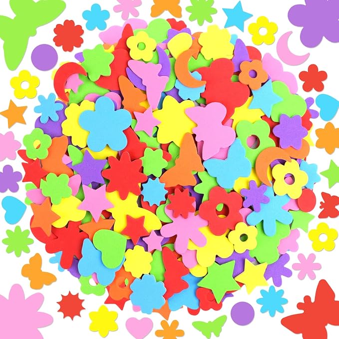 1400Pcs Foam Stickers Colorful Flower Butterfly Foam Shapes Stickers by Huimdery