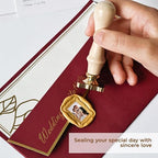 Frame Wax Seal Stamp, 3D Embossed Relief Carving Head and Wood Handle - Image 4