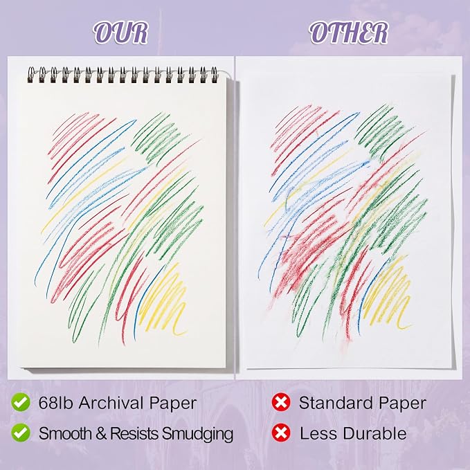 Prudiut Sketch Book 4 Pack 8.5x11 Inch Violet Spiral Bound Sketch Pad - Image 3