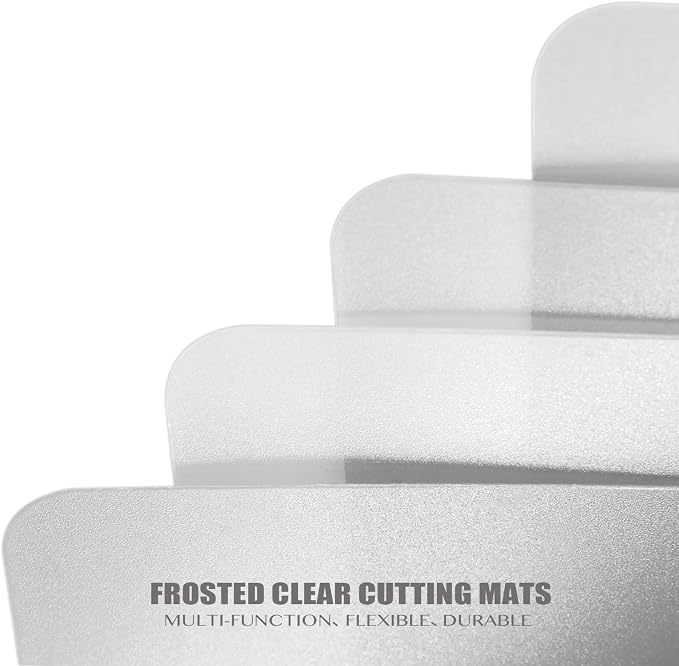 Fotouzy Plastic Cutting Board Set of 7, Frosted Clear Flexible Cutting Mats - Image 5