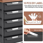 10 Drawers Rolling Cart with Wooden Tabletop, Utility Storage Cart with Wheels - Image 8