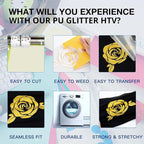HTVRONT Yellow Glitter HTV Heat Transfer Vinyl Rolls - Image 3