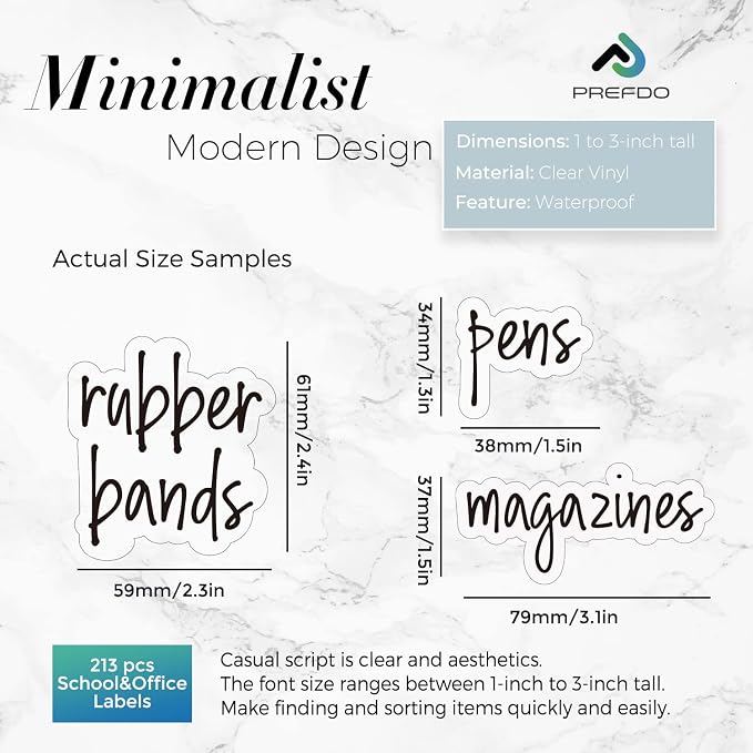 213 Craft Labels, Prefdo Clear Arts Crafts, School & Office Script Labels - Image 2