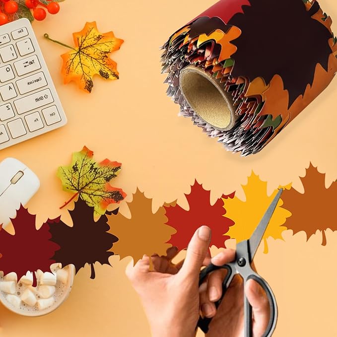 69 Ft Fall Bulletin Board Decorations Maple Leaves Shape Die-Cut Bulletin Board - Image 3