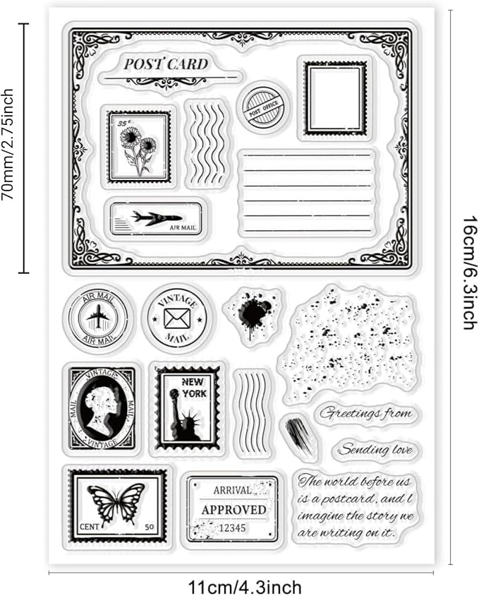 GLOBLELAND Postcard Border Edge Silicone Clear Stamp Postmark Transparent - Image 6