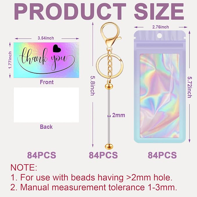 42/84/126 Pcs Beadable Keychain Bars Bulk Blank DIY Beaded Keychain Making - Image 2