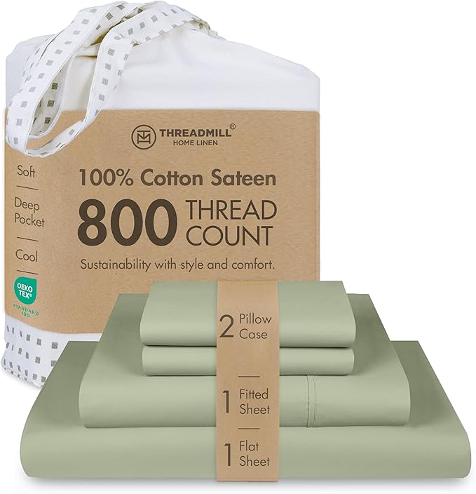 Threadmill Luxury 800 Thread Count California King 100% Cotton Sheets by ThreadmillHomeLinen