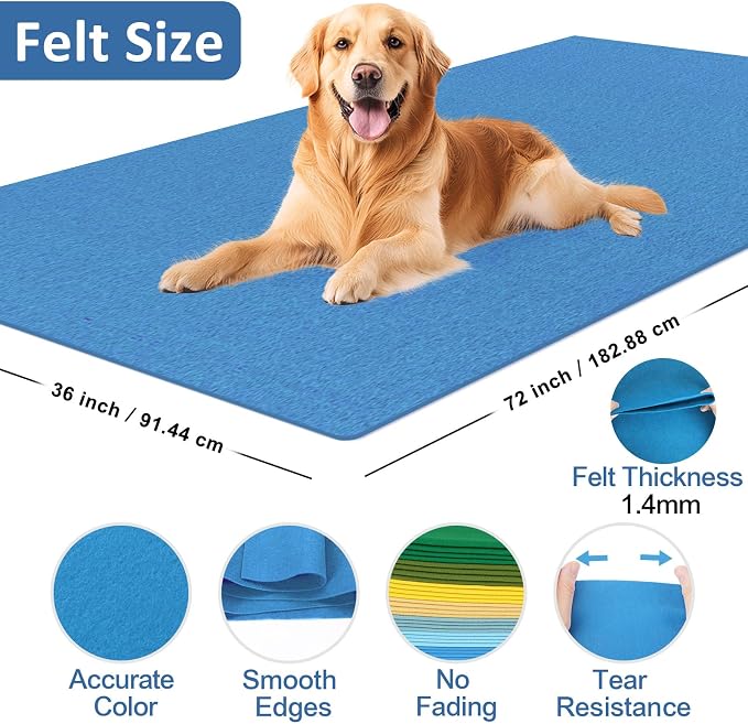 XSEINO Sky Blue Large Felt Fabric 72" X 36 ", 1.4 mm Thick Soft Felt Fabric - Image 2