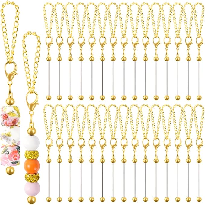 30 PCS Beadable Keychain Bars Bulk, Metal Blank Keychain Bars by FDKYOEK