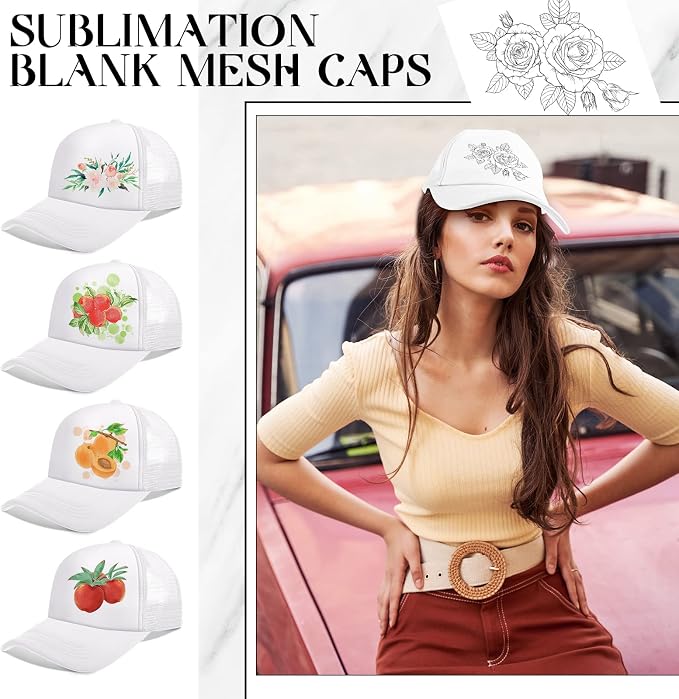 Vabean 24 Pack Sublimation Blank Cap Trucker Mesh Cap Unisex Plain Blank - Image 6
