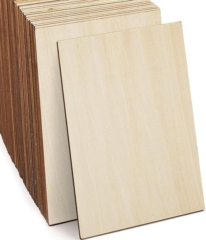 Basswood Sheets, 30 Pack Unfinished Wood, Rectangle Thin Plywood Wood Sheets by SIWUCHYE