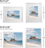 8x10 Picture Frame with Mat for 5x7, Wavy Edge Wooden Real Glass Photo Frame - Image 4