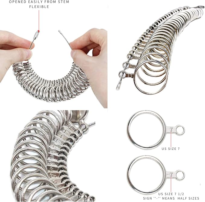 NIUPIKA Ring Sizer Measuring Tool Ring Mandrel Ring Measurer Ring Sizing Kit - Image 6
