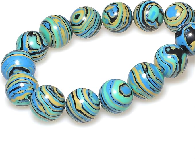 MJDCB Synthesis Colour Malachite Beads Beautiful Fashion Round Stone Beads - Image 2