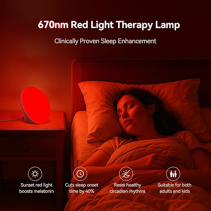 670nm Red Light Therapy Sleep Device & 10, 000 Lux Sun Lamp – Dual Function - Image 3