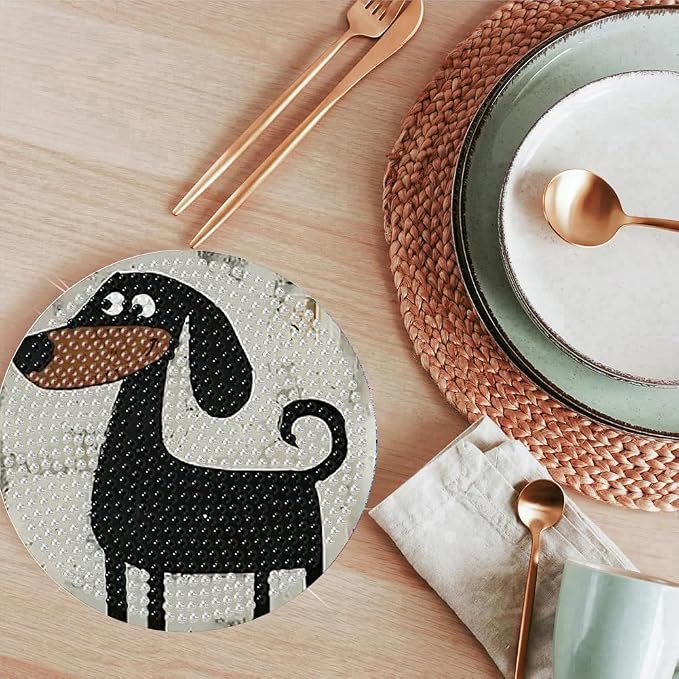 ijbnhd 6 Pcs Dog Diamond Painting Coasters Kits - Image 7