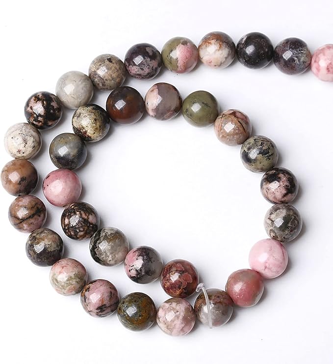 8mm 45pcs Natural Black Lace Rhodonite Beads Healing Power Stones Round Loose - Image 5