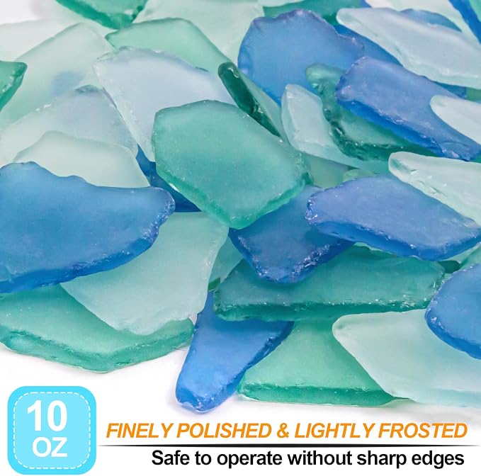 Keedolla Tumbled Sea Glass for Crafts - 10 OZ Flat Frosted Seaglass Pieces - Image 3