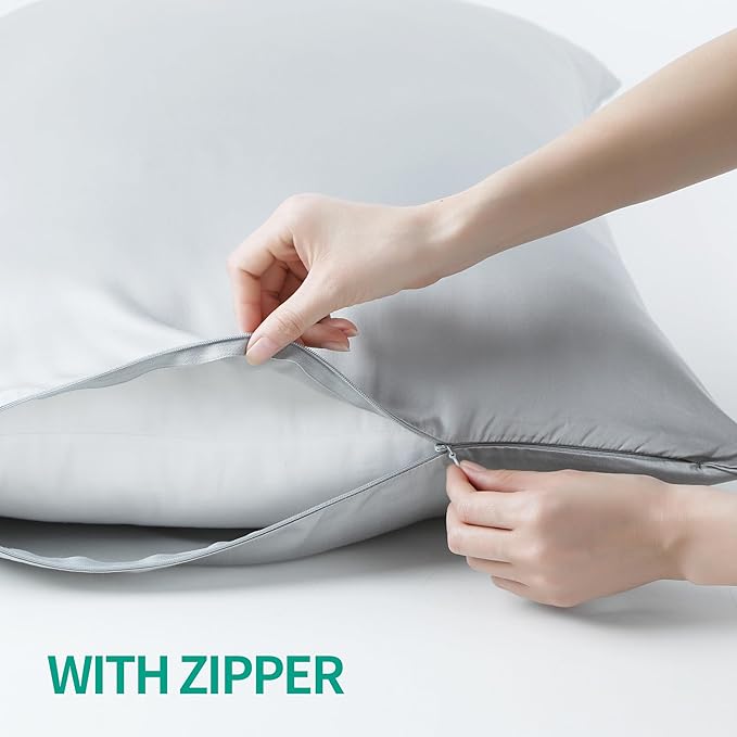 4-Pack Bamboo Viscose Zippered Pillow Cases King Size, 400 Thread Count Cooling - Image 4