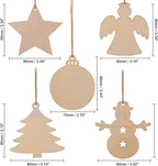 50 Pcs Unfinished Paintable Blank Wooden Christmas Festival Decoration Ornaments - Image 4
