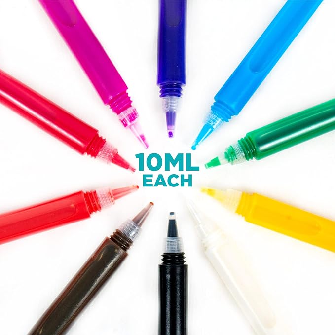 Horizon Group USA 10-Pack Suncatcher Art Pens – 10 Colors, 10ML Each – Kids’ - Image 3