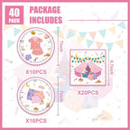 40Pcs Sleepover Party Supplies for Girls Pajama Birthday Plates and Napkins - Image 2
