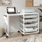 Craft Table with Wheels & Drawer, Extendable Cart with Pegboard, Arts and by Natwind