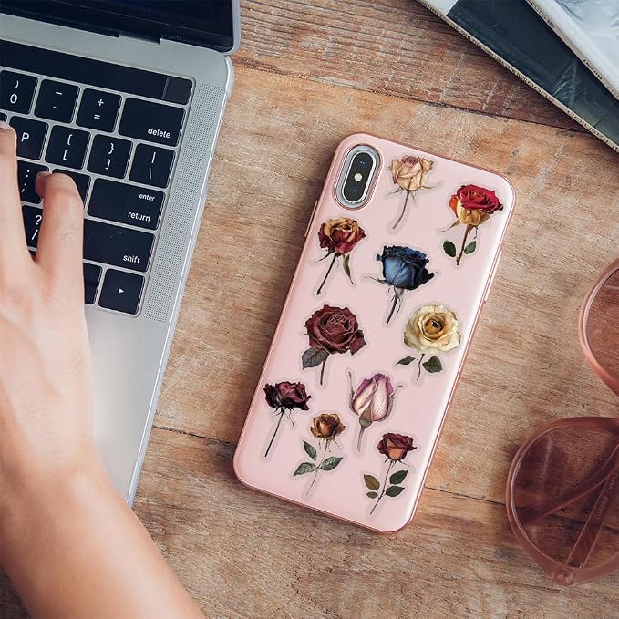 50PCS Vintage Dried Rose Stickers – Clear Waterproof Flower Botanical Scrapbook - Image 5