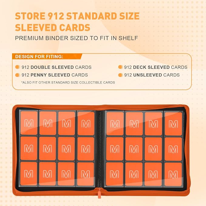 Premium Card Binder 12 Pocket for 720 Pockets Trading Card Binder, PU Zipper - Image 3