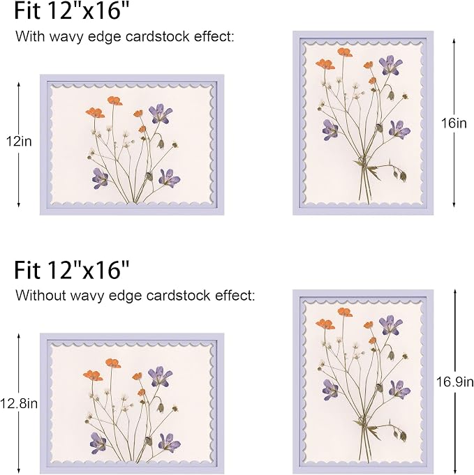 12x16 Picture Frame with Wavy Mat, Wooden Real Glass 12 x 16 Photo Frame - Image 3