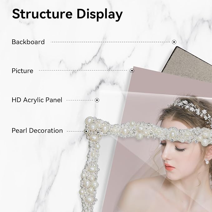 DIKAR 4x6 Picture Frame with Rhinestones and Pearls - Image 6