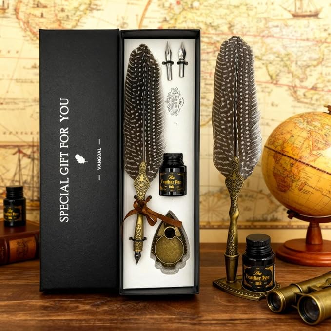 VANGOAL Vintage Feather Pen and Ink Set, Classic Series Pheasant Quill Pen - Image 4
